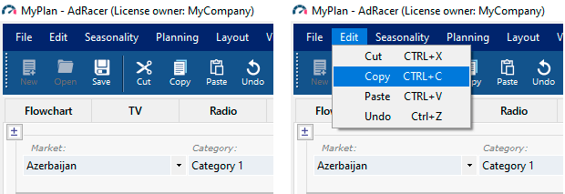 Copy-past of media plan data.