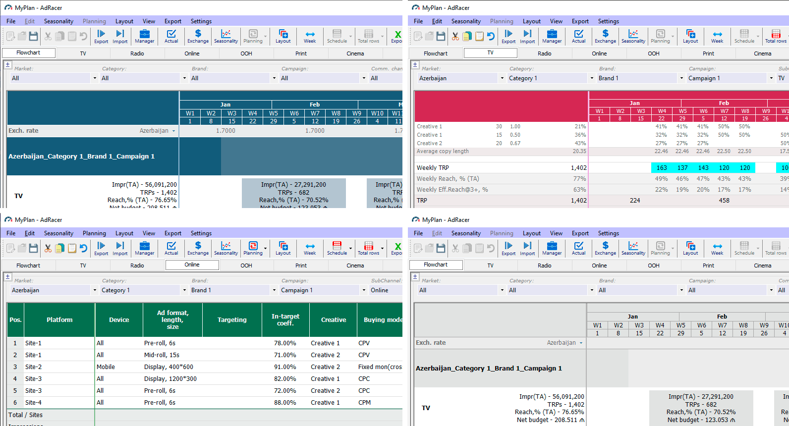Selecting color theme for media plans.