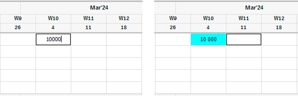 Manual setting of weekly impressions.